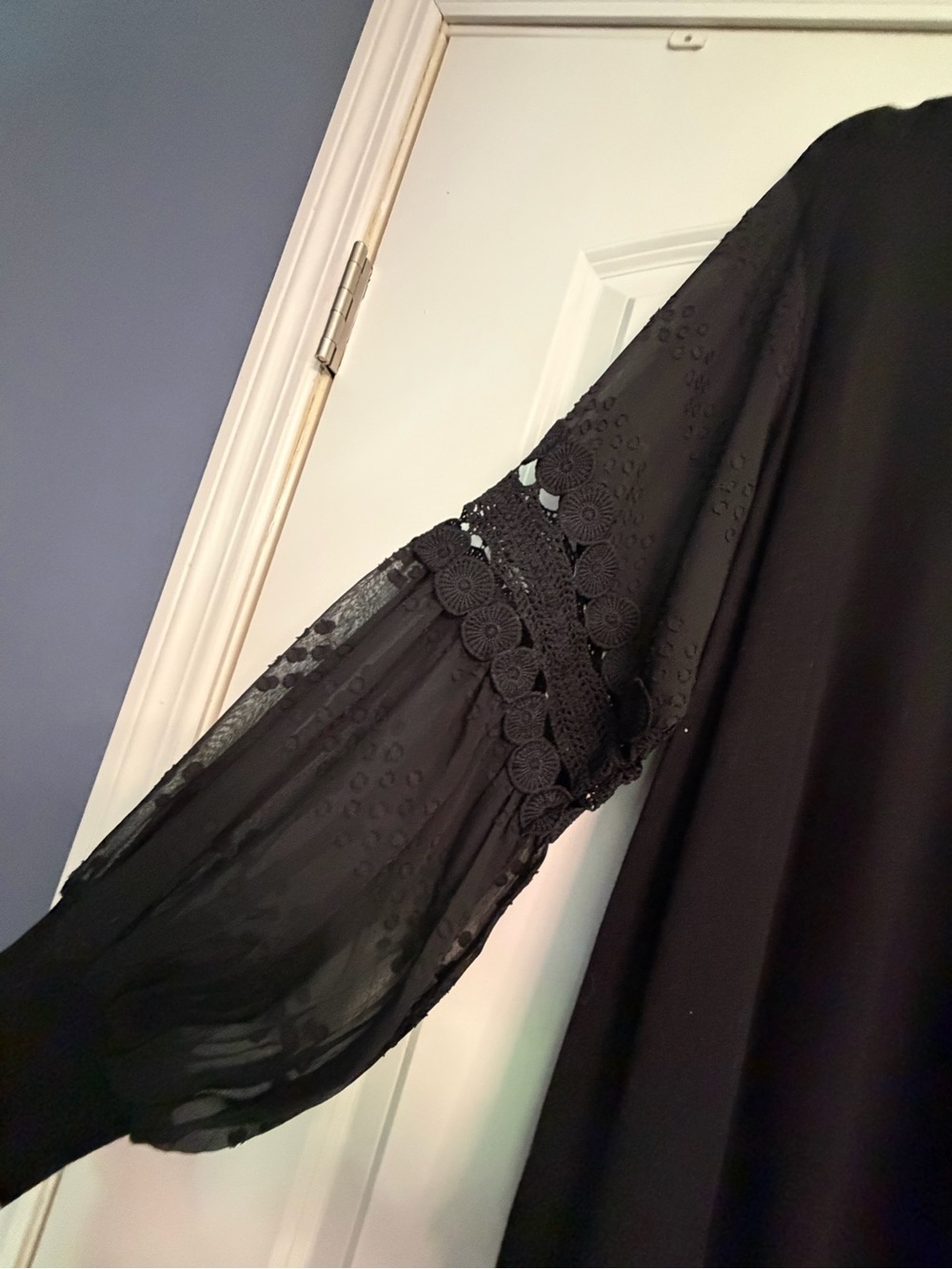 Sioni Black Sheer Balloon Sleeve Pullover - Picture 2 of 5